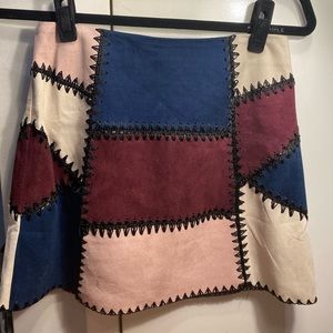 Suede patch work skirt (faux) - small